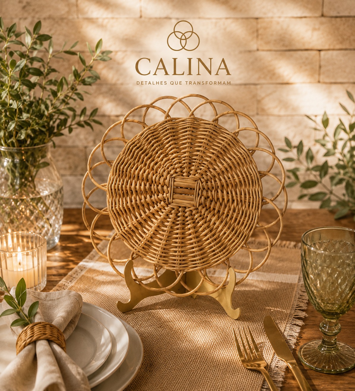 Sousplat de rattan trançado CALINA